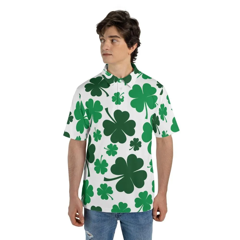 St. Patrick's Green Irish Clover Polo Shirts for Men