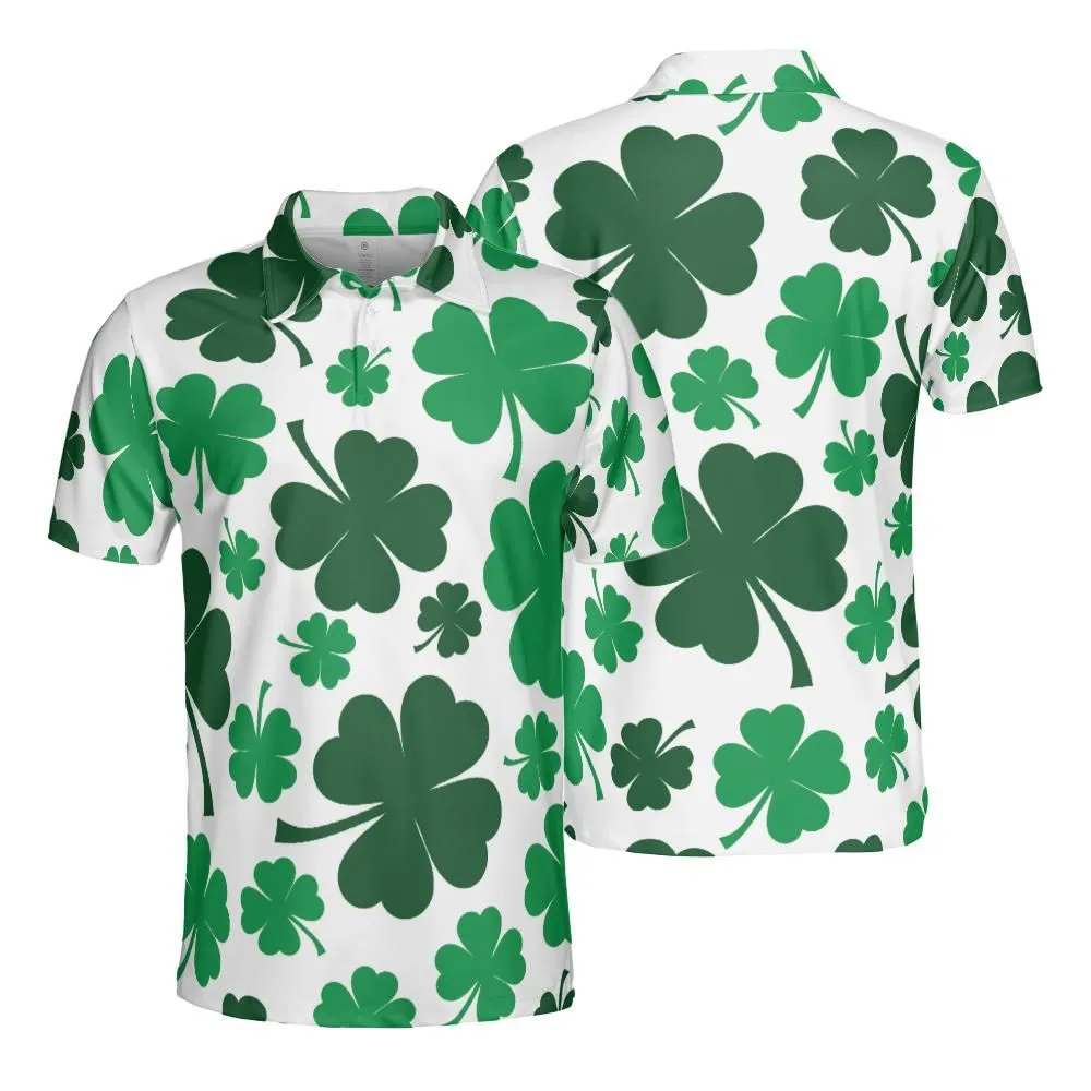 St. Patrick's Green Irish Clover Polo Shirts for Men