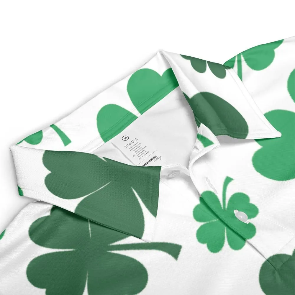 St. Patrick's Green Irish Clover Polo Shirts for Men