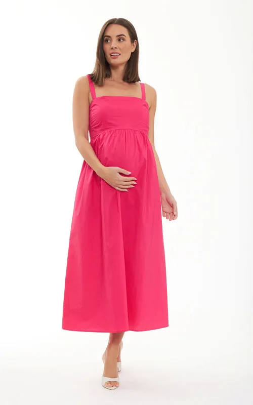 Tamara Hot Pink Cotton Tie Back Dress by Ripe