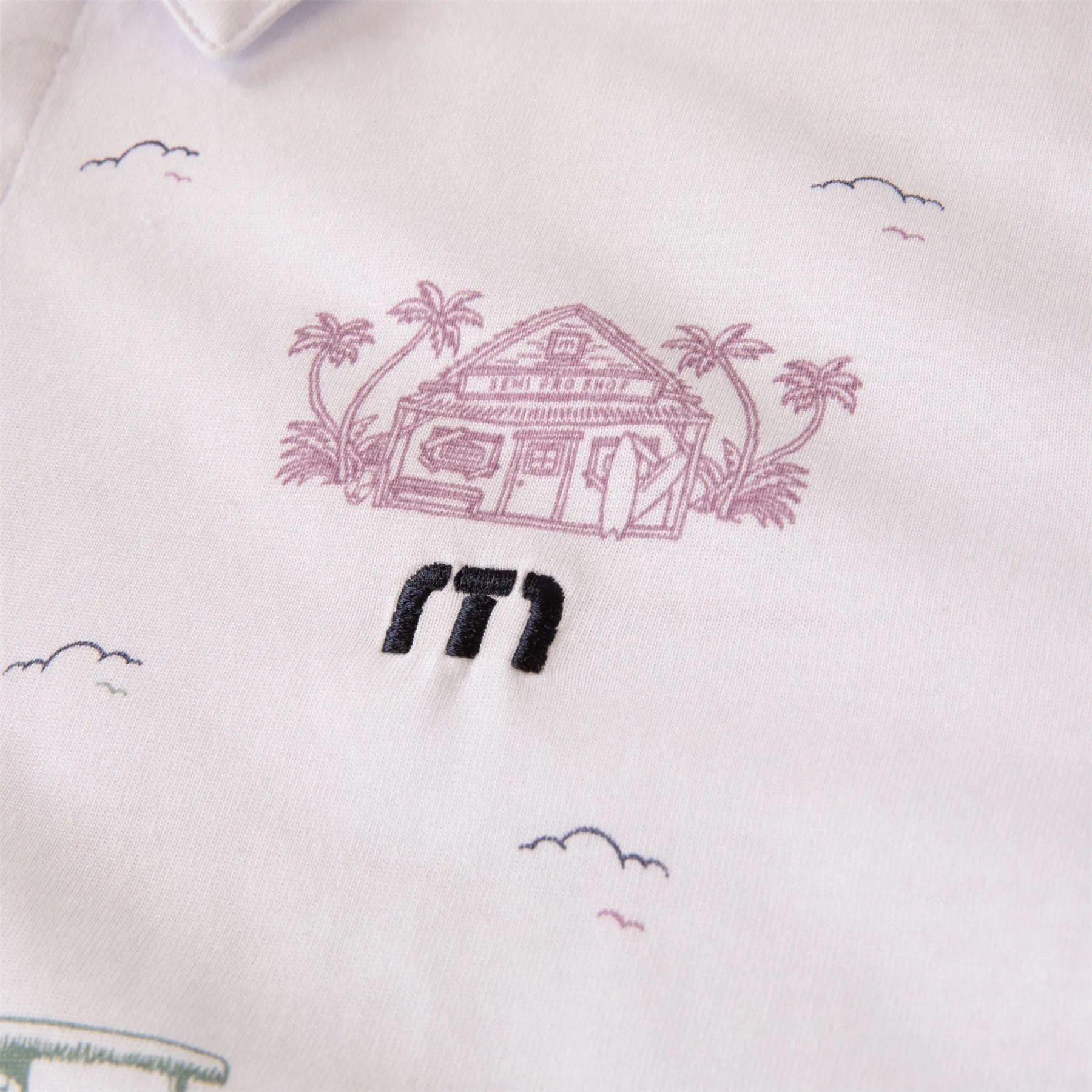 Tiki Mapes Print Polo White - AW24