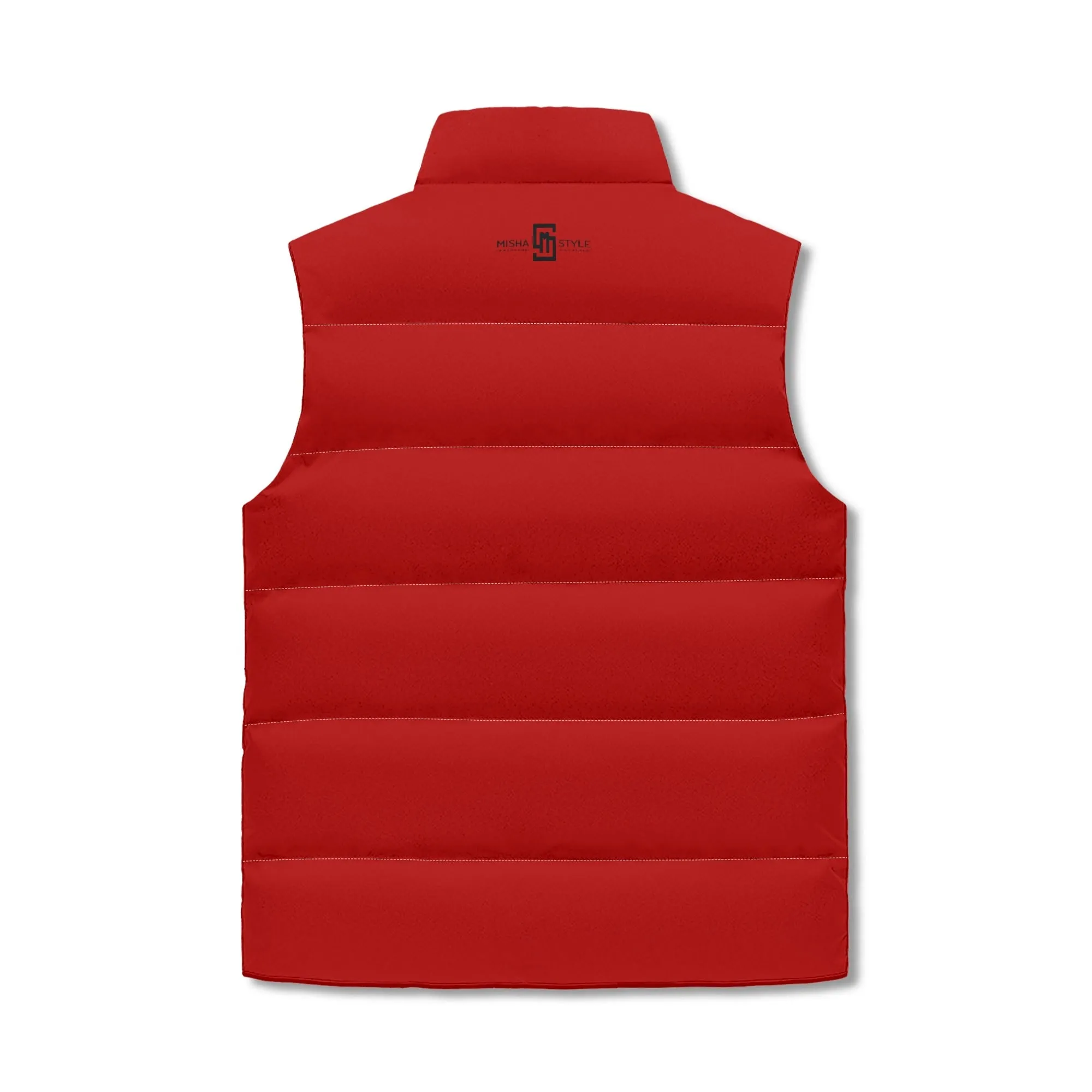 Velvet Red Lightweight Stand Collar Zip Up Puffer Vest