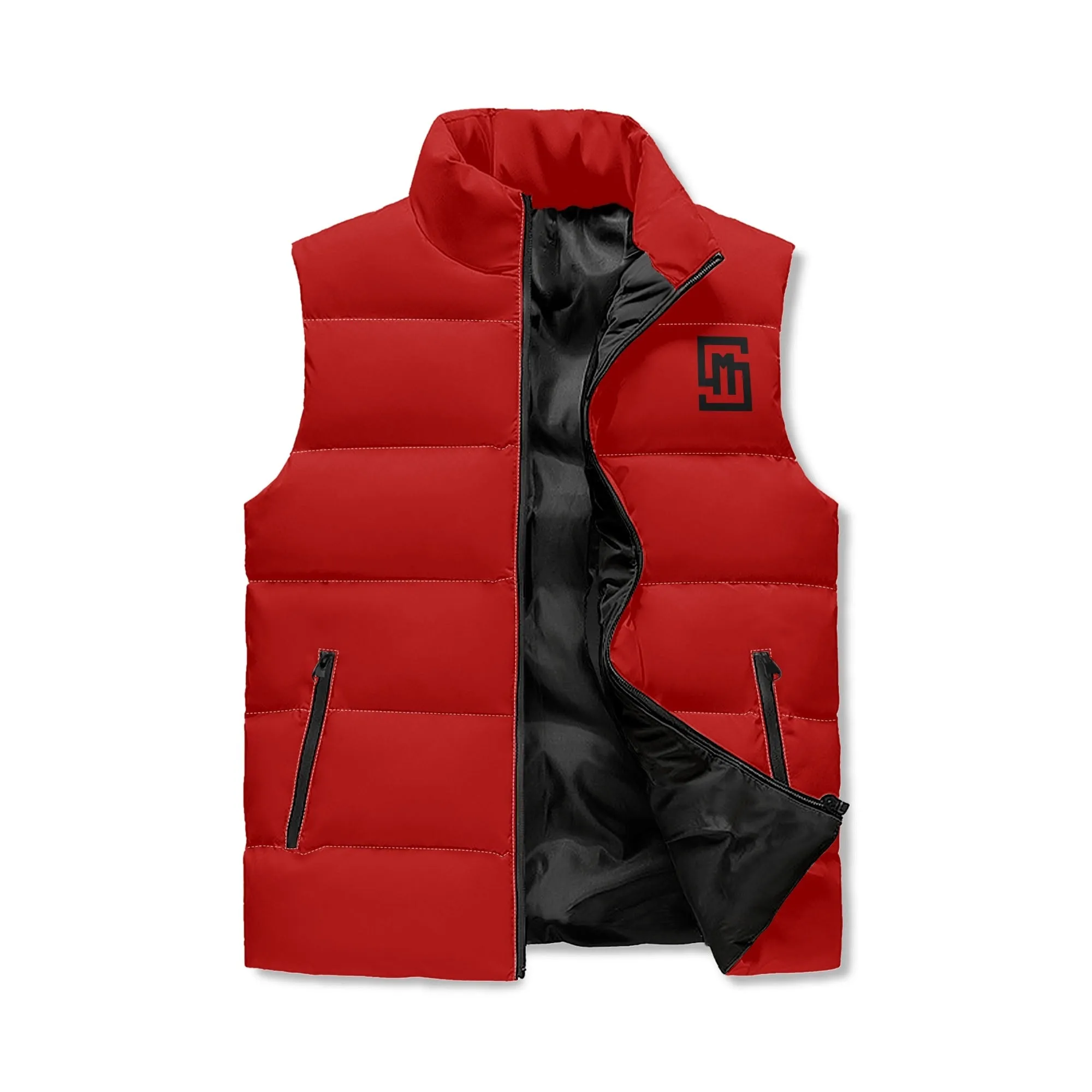 Velvet Red Lightweight Stand Collar Zip Up Puffer Vest