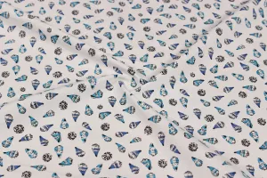 White Quirky Printed Giza Cotton Fabric