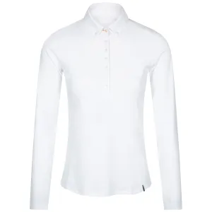 Womens Dana Printed Polo LS White - AW22