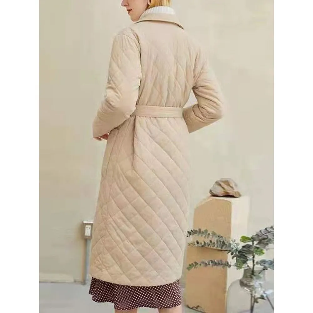 Women's Quilted Cotton Padded Long Coat