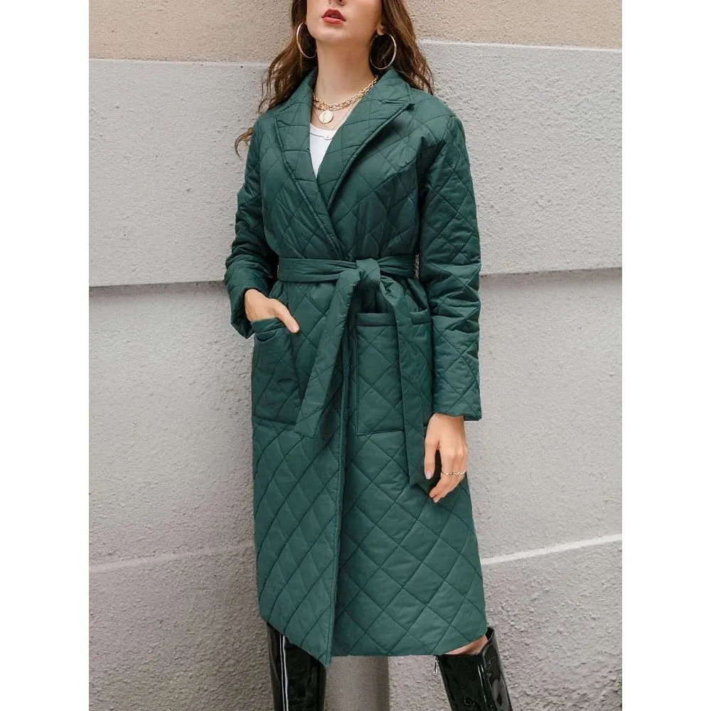 Women's Quilted Cotton Padded Long Coat