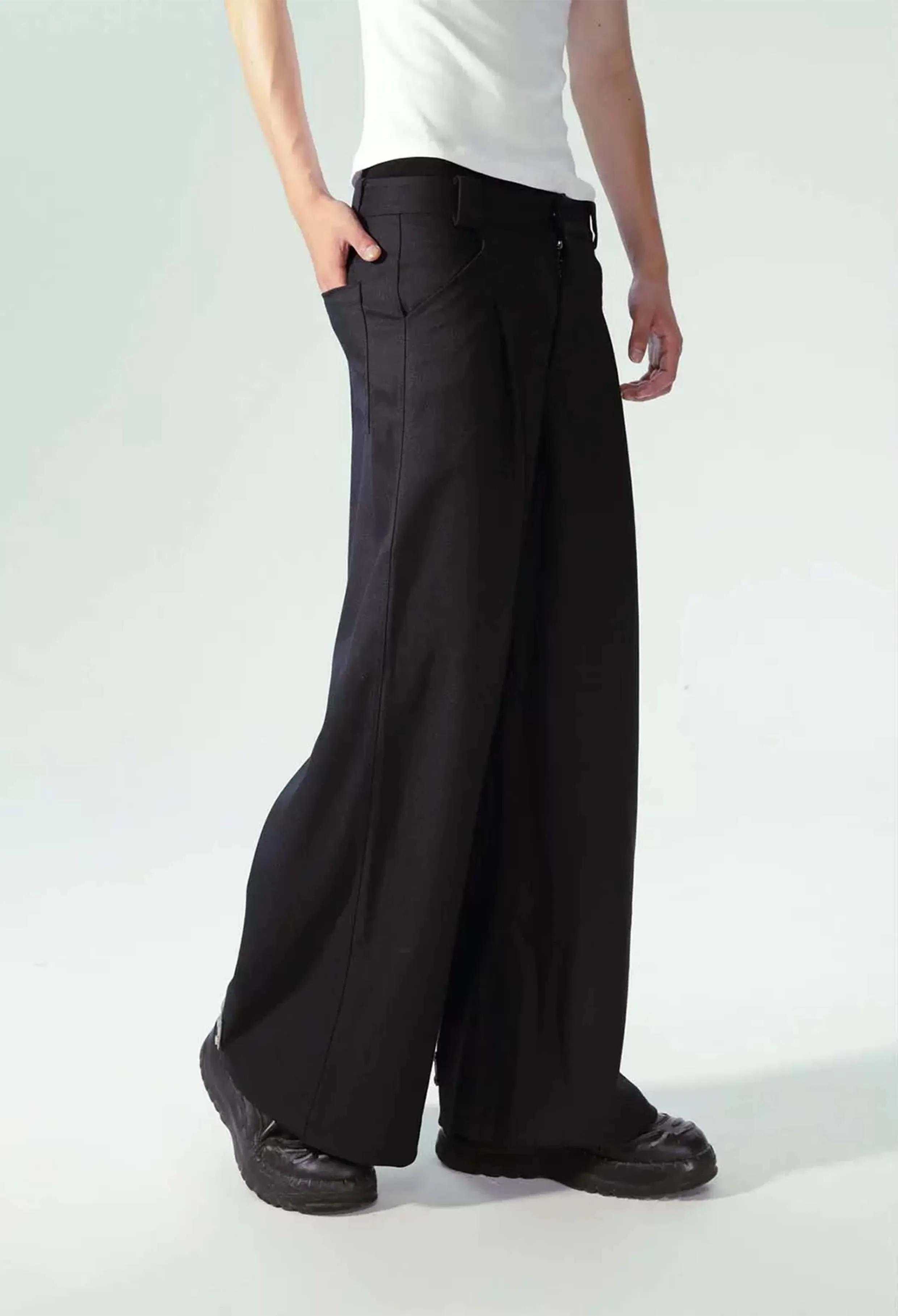 Wrinkle-resistant wide-leg casual pants