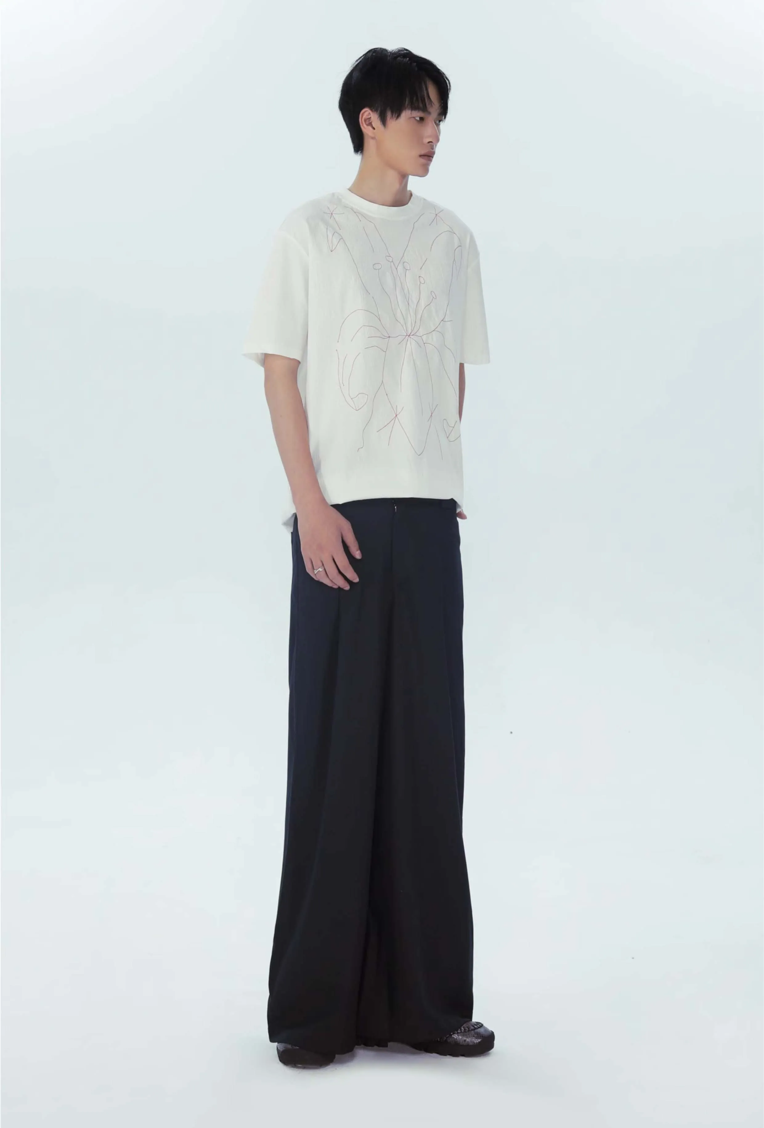 Wrinkle-resistant wide-leg casual pants