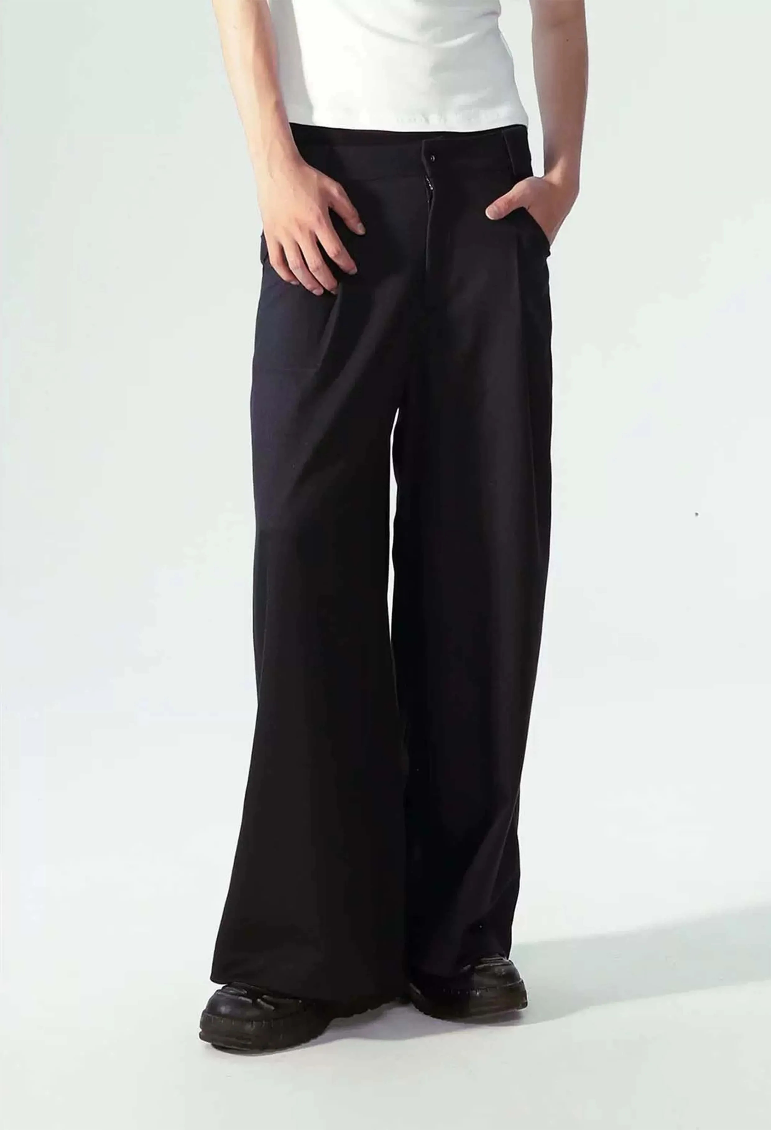 Wrinkle-resistant wide-leg casual pants