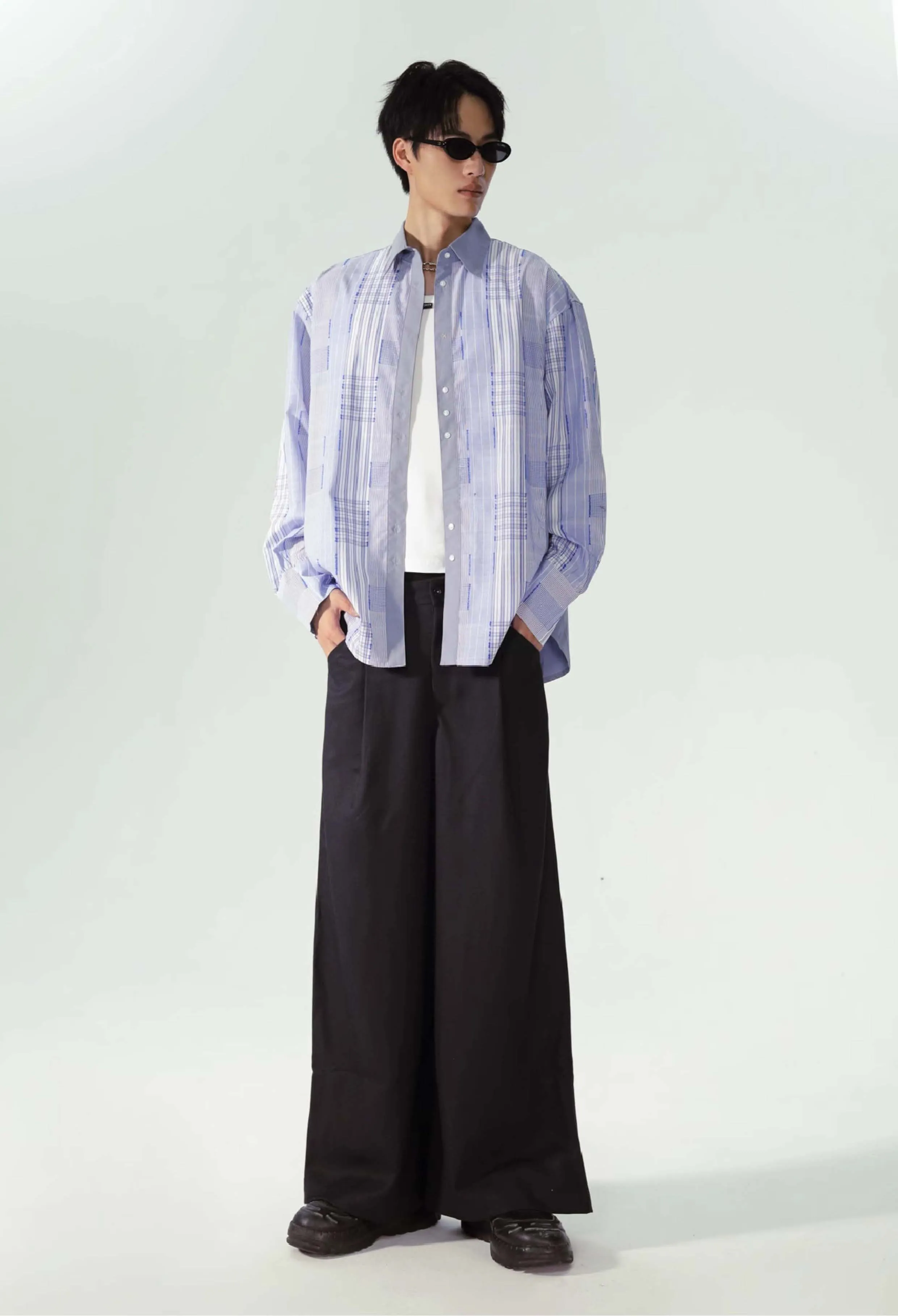 Wrinkle-resistant wide-leg casual pants